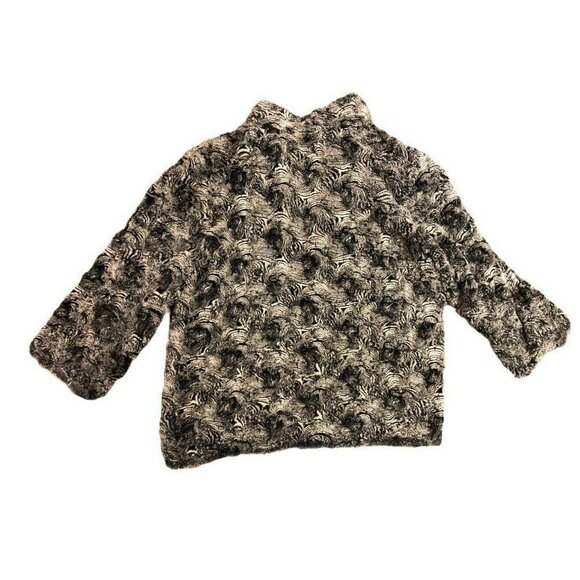 Chico's Size 2 Women Aimey Black White Soft Swirl Faux Fur Short Jacket Coat L - Picture 5 of 5